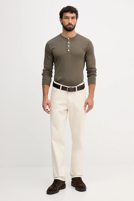 Lindbergh longsleeve bawełniany 30.420095 zielony AW25