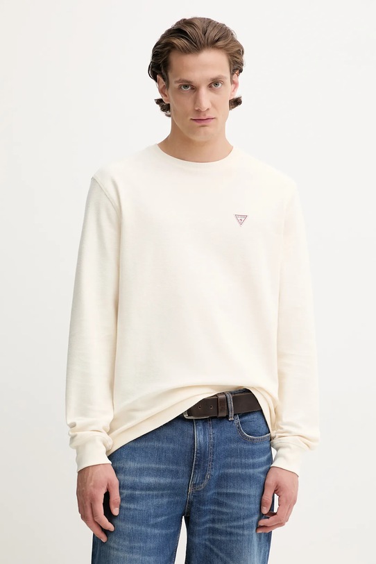 Хлопковый лонгслив Guess Jeans хлопок бежевый M4BI77.KCII1