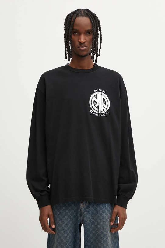 Odzież No Problemo longsleeve bawełniany No War NP6002404 czarny
