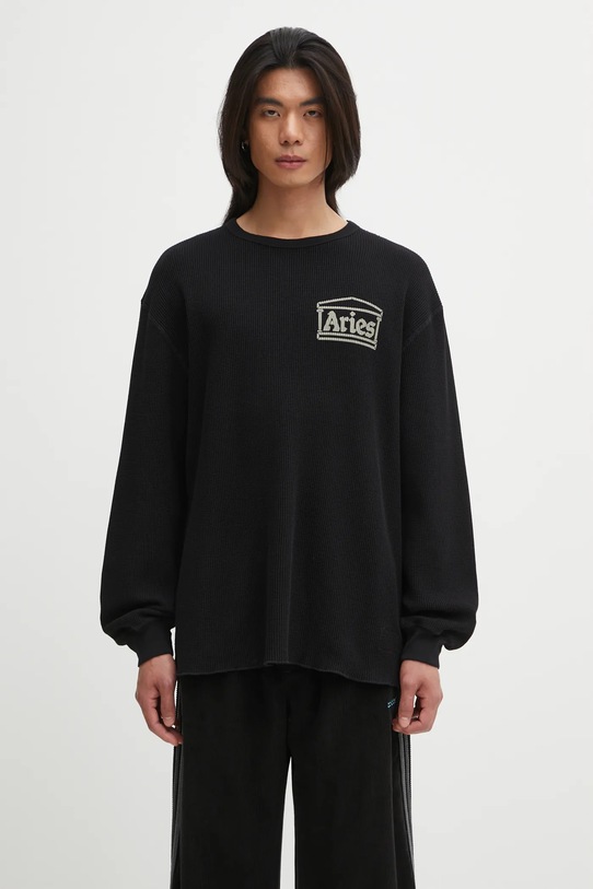Aries longsleeve bawełniany Reversible Temple nadruk czarny AR4066604