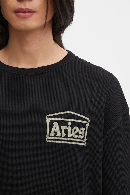 Βαμβακερή μπλούζα με μακριά μανίκια Aries Reversible Temple μαύρο AR4066604