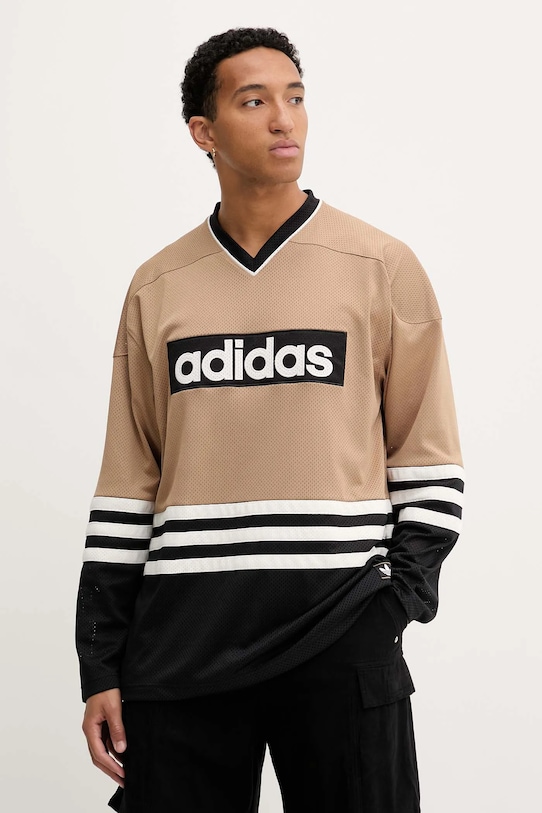 Tričko s dlouhým rukávem adidas Originals Hockey Jersey V výstřih zelená JY0251