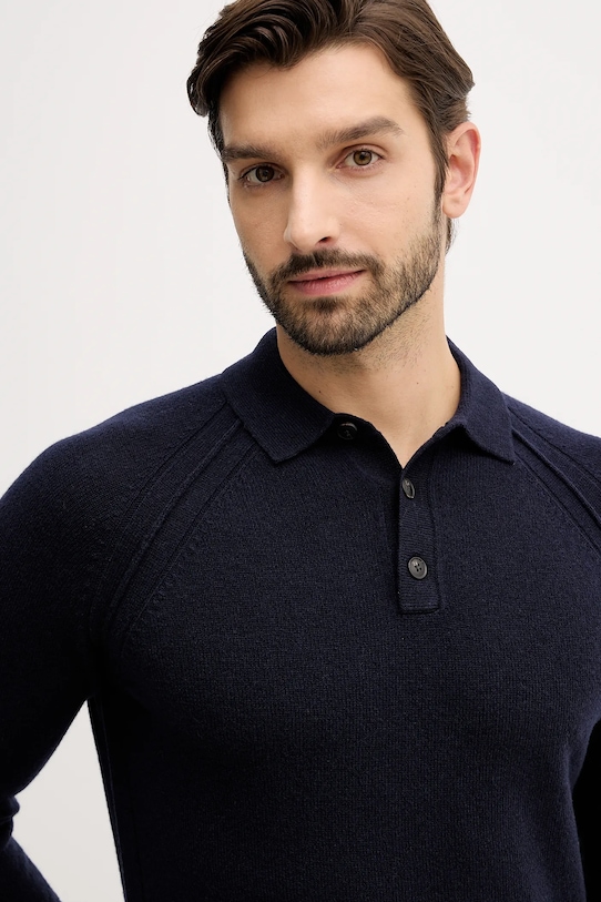 United Colors of Benetton sweter wełniany granatowy 1006U301Q