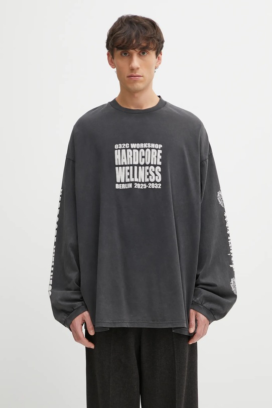 032C t-shirt bawełniany 'Hardcore Wellness' nadruk czarny F25.URC.0274.050