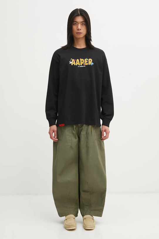 AAPE longsleeve bawełniany AAPLTM1722XXP czarny