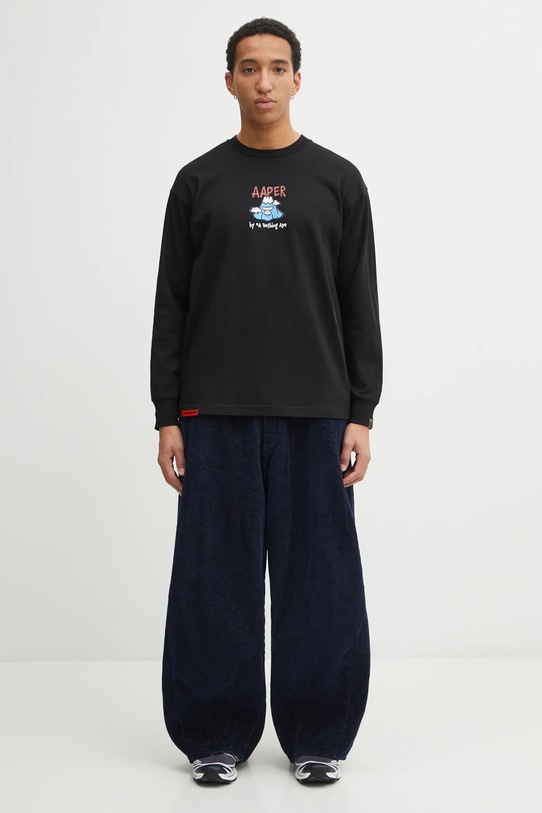 AAPE longsleeve bawełniany AAPLTM1721XXP czarny