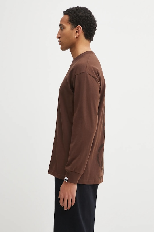 AAPE longsleeve bawełniany Theme Main AAPLTM1752XXP brązowy AW25