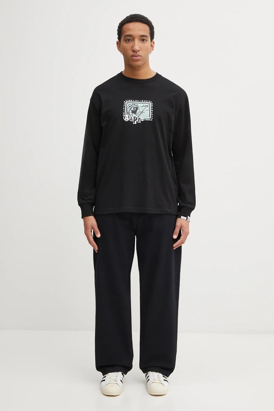 AAPE longsleeve bawełniany Theme Main AAPLTM1752XXP czarny