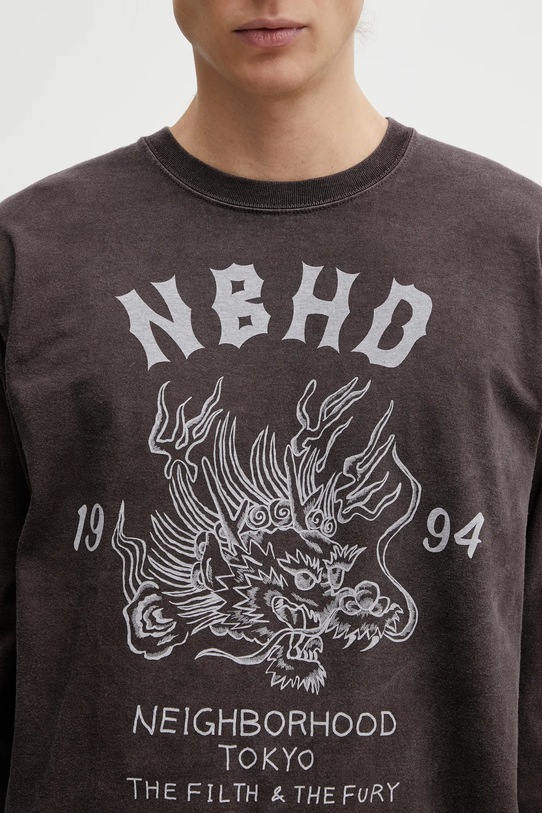 NEIGHBORHOOD longsleeve bawełniany NH . TEE LS-14 brązowy 252PCNH.LT14