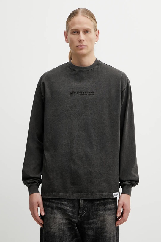 NEIGHBORHOOD longsleeve bawełniany PIGMENT DYED bawełna szary 252FPNH.CSM06