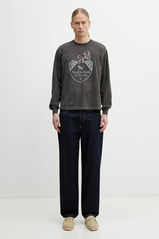 NEIGHBORHOOD longsleeve bawełniany NH . TEE LS-16 252PCNH.LT16 szary