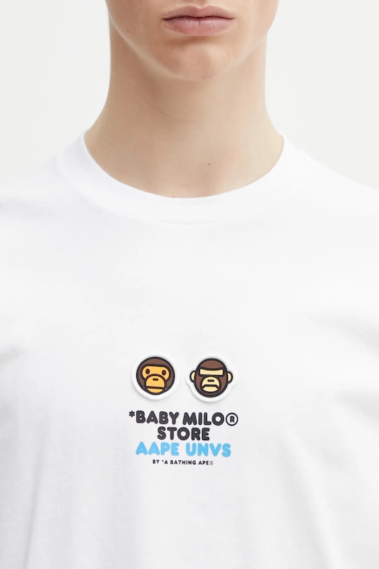 AAPE longsleeve bawełniany biały AAPLTM9797XXP