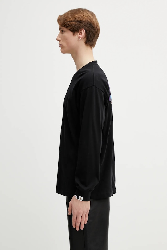 AAPE longsleeve bawełniany AAPLTM9797XXP czarny AW25