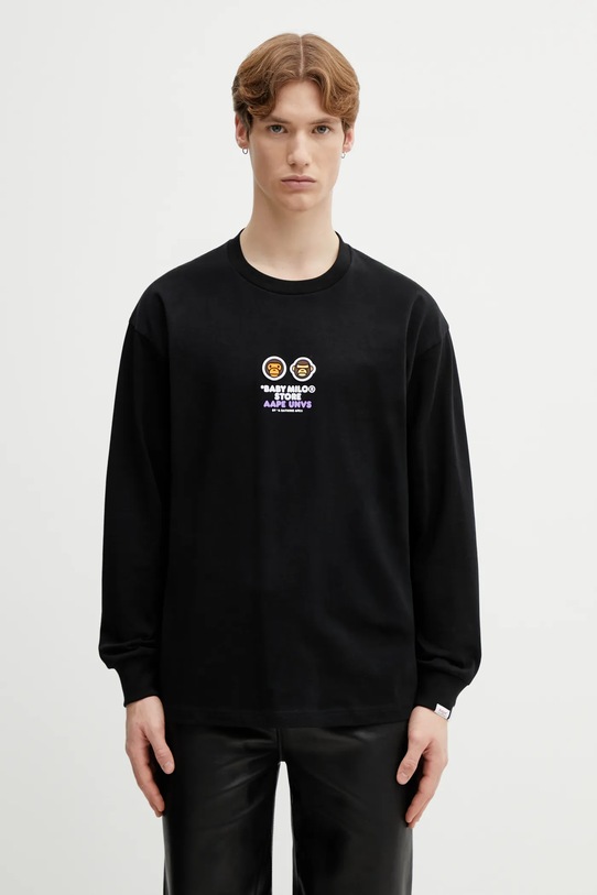 Odzież AAPE longsleeve bawełniany AAPLTM9797XXP czarny