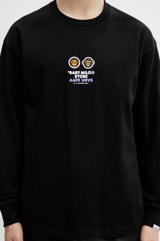 AAPE longsleeve bawełniany czarny AAPLTM9797XXP