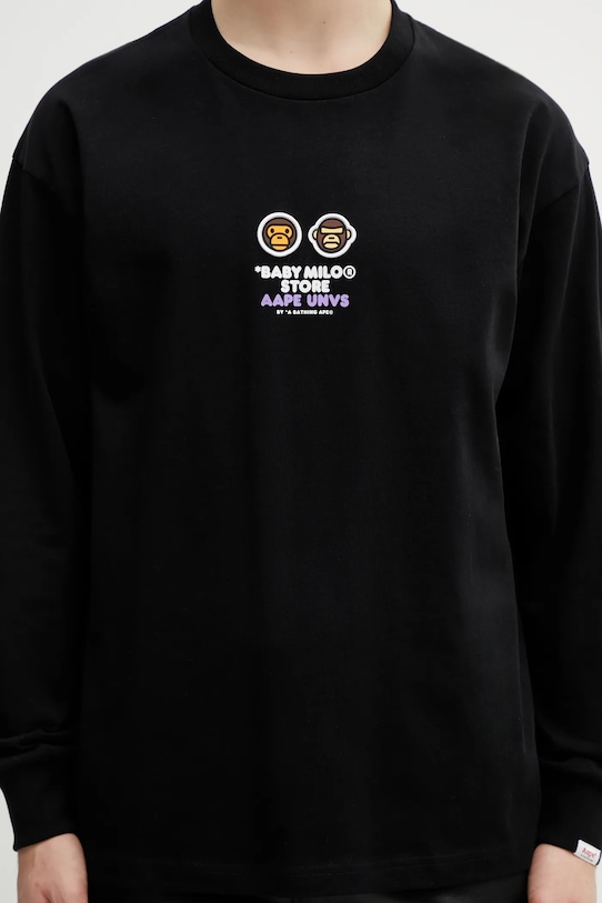 AAPE longsleeve bawełniany czarny AAPLTM9797XXP