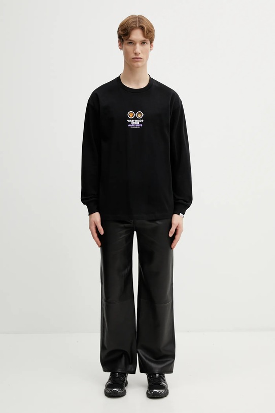 AAPE longsleeve bawełniany AAPLTM9797XXP czarny