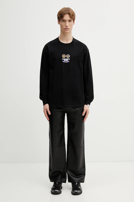 AAPE longsleeve bawełniany AAPLTM9797XXP czarny