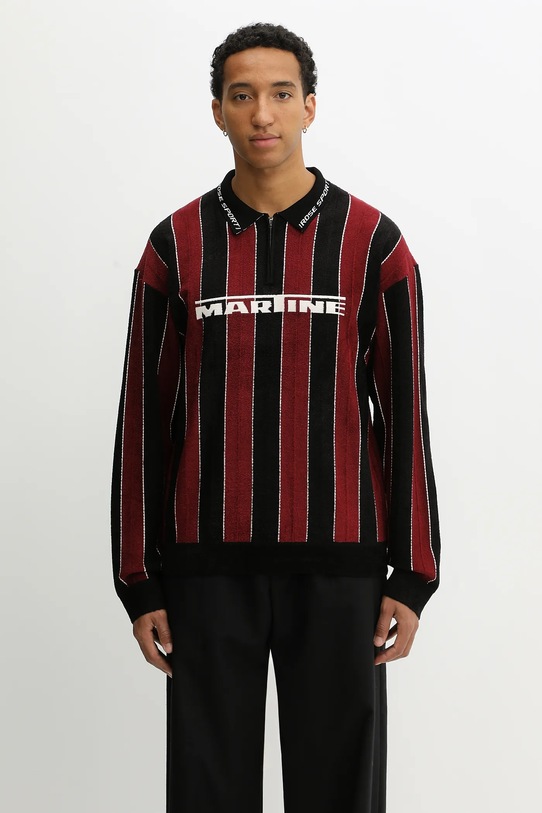 Martine Rose longsleeve Sporty Logo Polo z elastanem bordowy 981YA20027