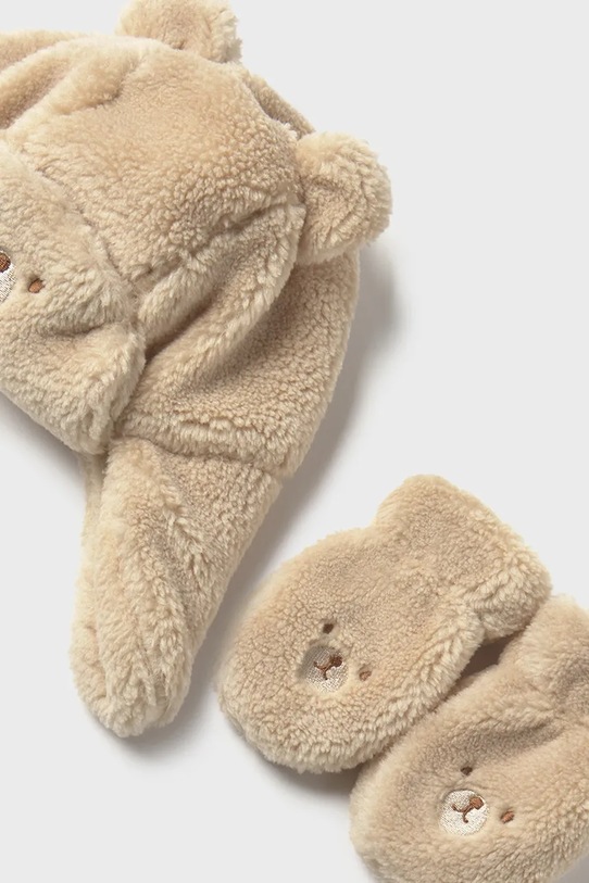 Дитяча шапочка та рукавички Mayoral 10023.3D.Baby.9BYA бежевий AW25