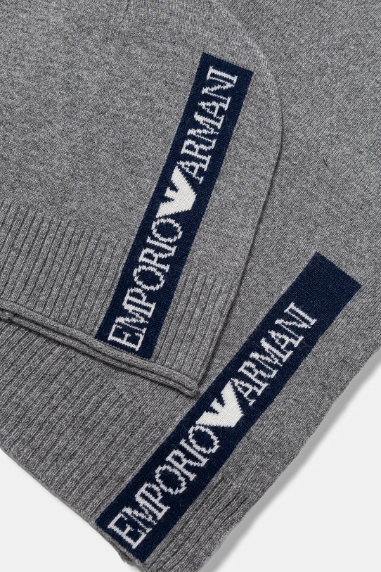 Dětská čepice a šátek z vlněné směsi Emporio Armani EB000811.AF17340 šedá