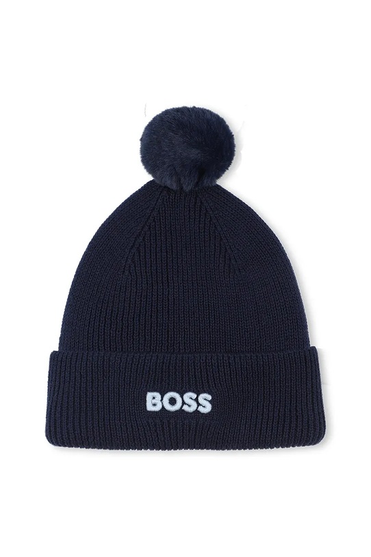Παιδικός βαμβακερός σκούφος BOSS απλικέ σκούρο μπλε J52595