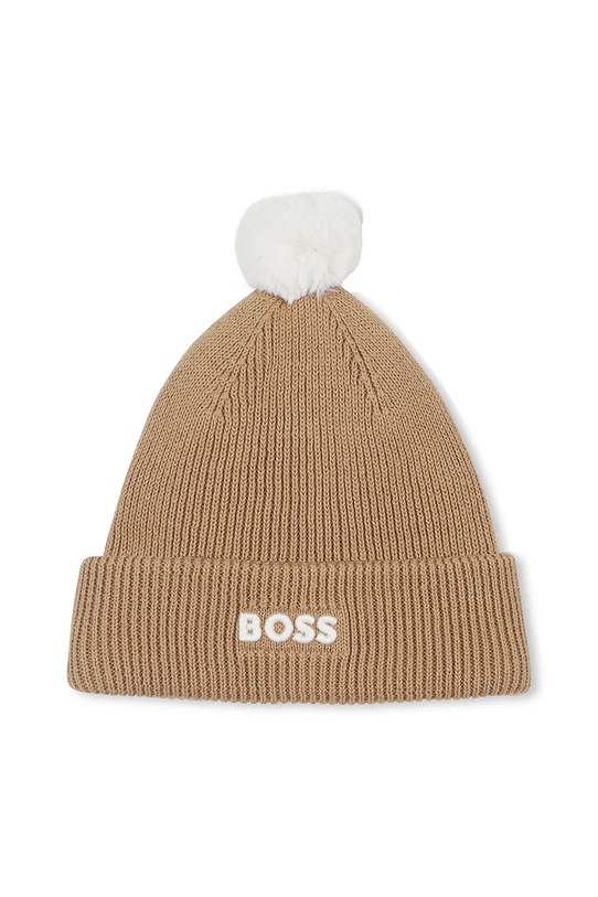 BOSS czapka bawełniana dziecięca aplikacja brązowy J52595