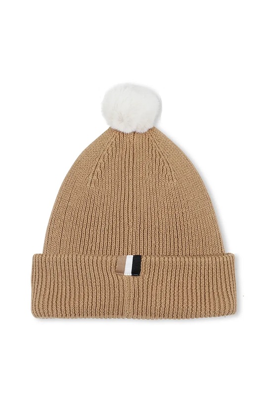 BOSS czapka bawełniana dziecięca J52595 brązowy AW25