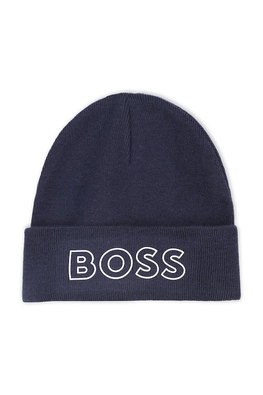 BOSS czapka z domieszką wełny dziecięca z domieszką wełny granatowy J52617.56.58