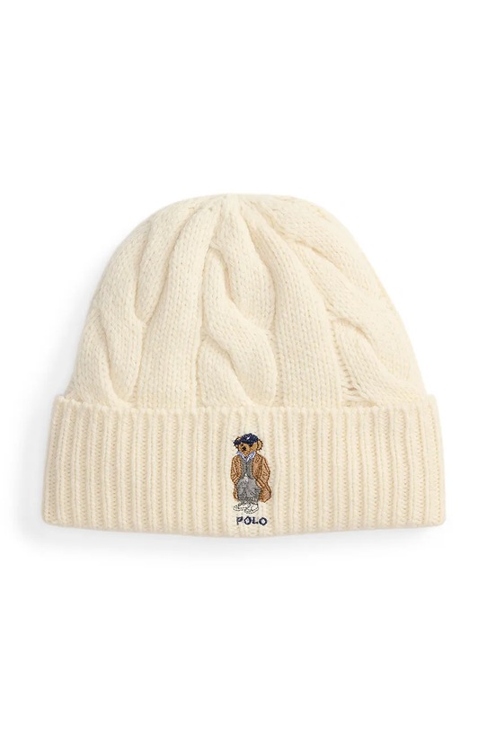Vunena kapa Polo Ralph Lauren natpis bež 455981433