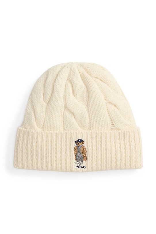 Вовняна шапка Polo Ralph Lauren вовна бежевий 455981433