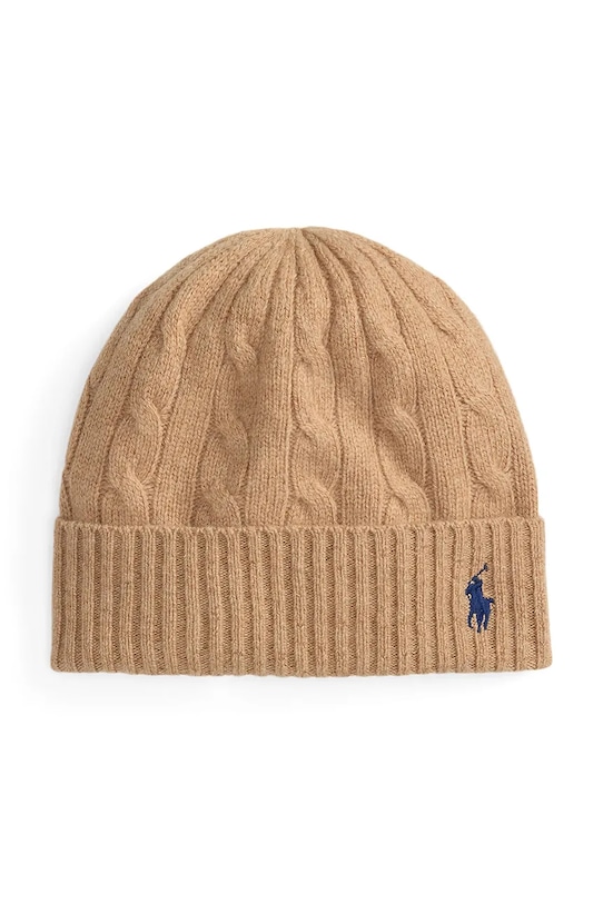 Vlněná čepice Polo Ralph Lauren hladký béžová 455981442