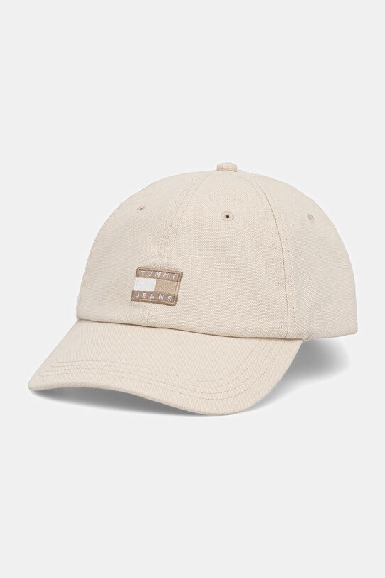 Bavlněná baseballová čepice Tommy Jeans nášivka béžová AW0AW17580