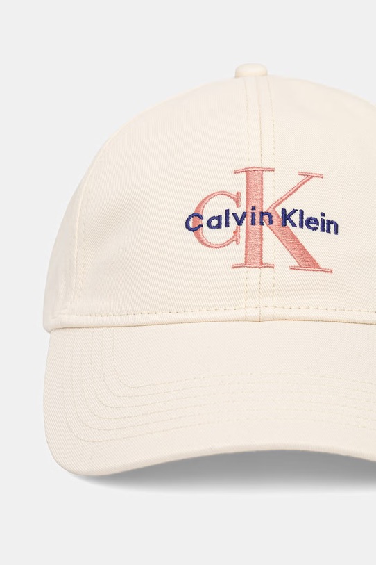 Bavlněná baseballová čepice Calvin Klein LV04K5026G béžová SS26