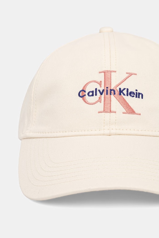Bavlněná baseballová čepice Calvin Klein LV04K5026G béžová SS26