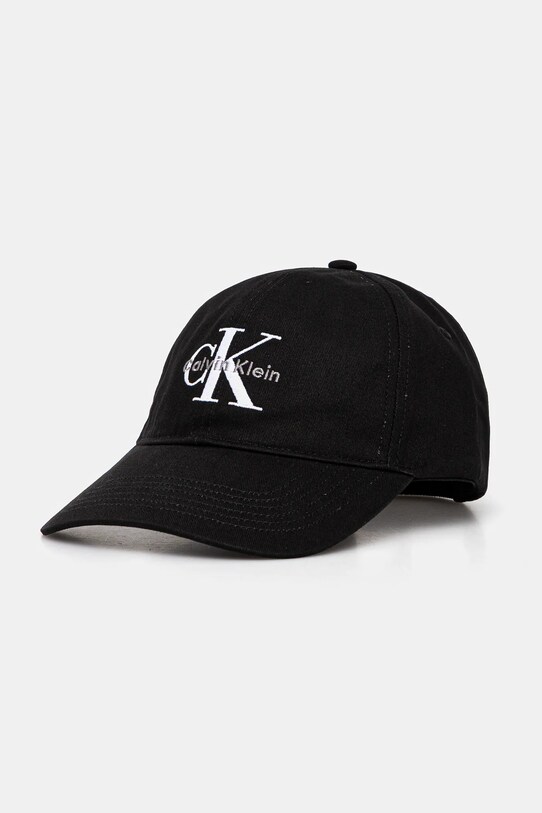 Calvin Klein czapka z daszkiem bawełniana aplikacja czarny LV04K5026G