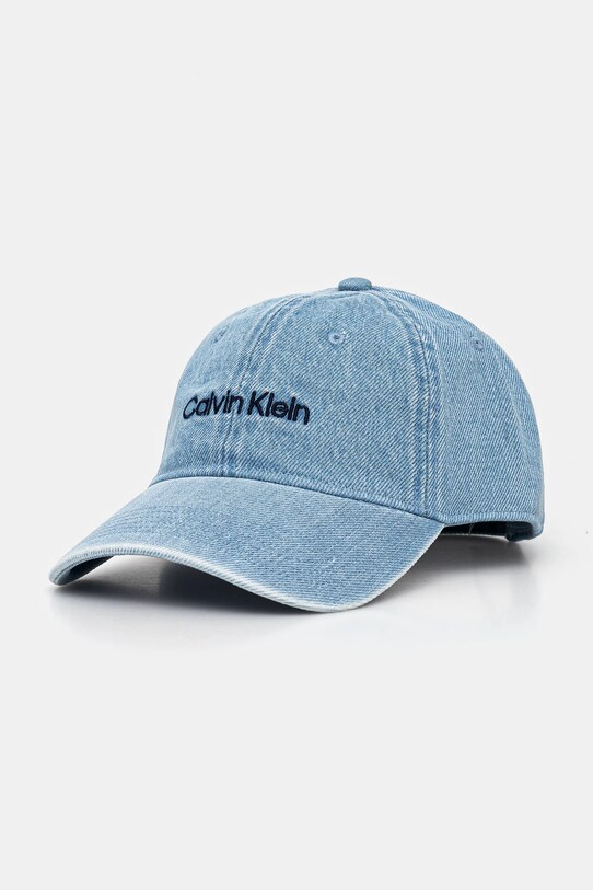 Calvin Klein czapka z daszkiem bawełniana aplikacja niebieski LV04K5065G