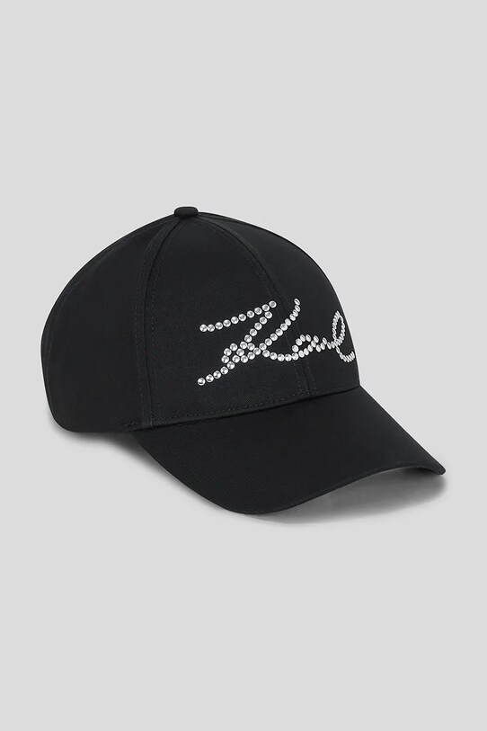 Karl Lagerfeld pamut baseball sapka aplikációval fekete A3W33019