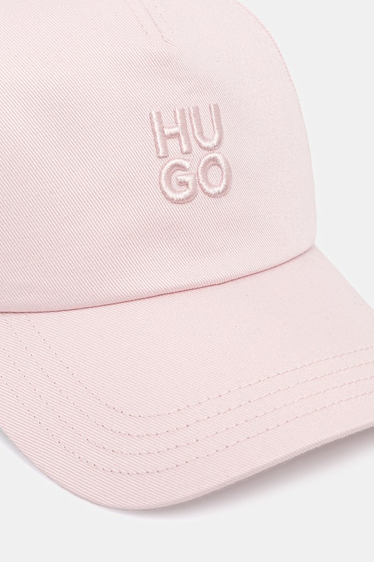 HUGO czapka z daszkiem damska bawełniana Asya 50546581 różowy SS26
