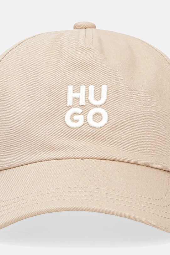 HUGO czapka z daszkiem bawełniana 50546581 beżowy AW25
