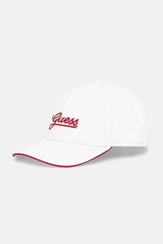 Βαμβακερό καπέλο του μπέιζμπολ Guess απλικέ λευκό AW5362.COT01