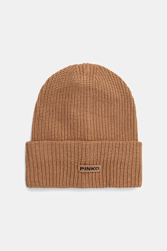 Pinko czapka z dodatkiem wełny gruba brązowy 105993.A2Z4
