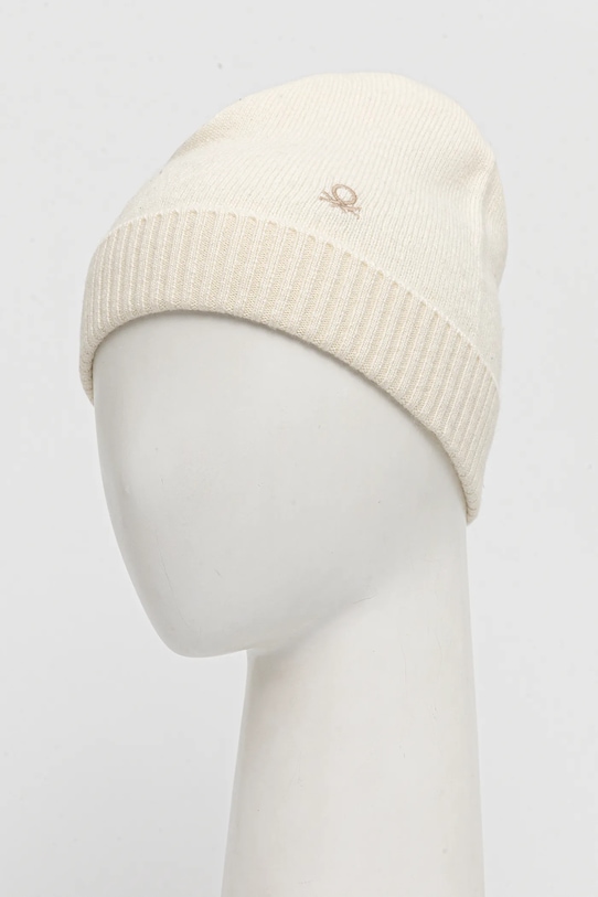 United Colors of Benetton czapka z dodatkiem wełny 122HDA013 beżowy AW25