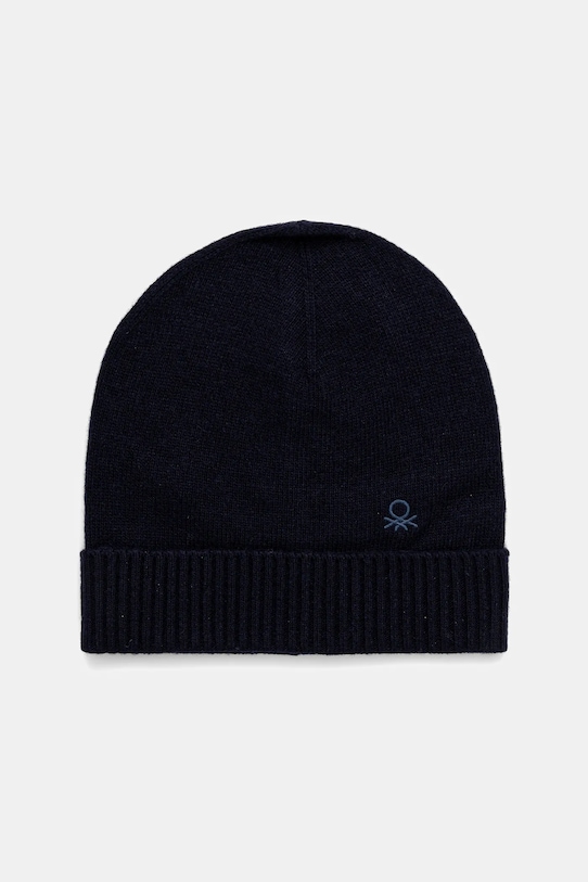 United Colors of Benetton czapka z dodatkiem wełny cienka granatowy 122HDA013