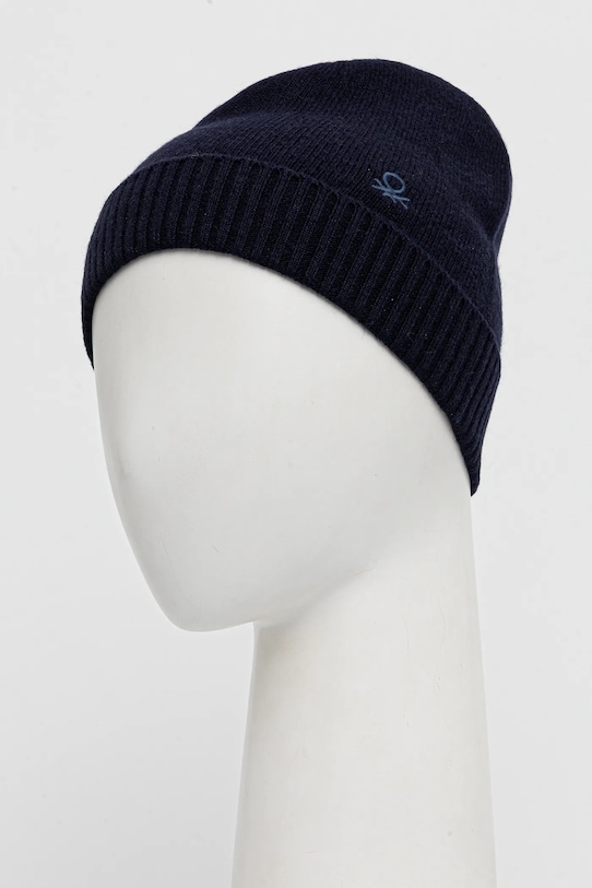 United Colors of Benetton czapka z dodatkiem wełny 122HDA013 granatowy AW25