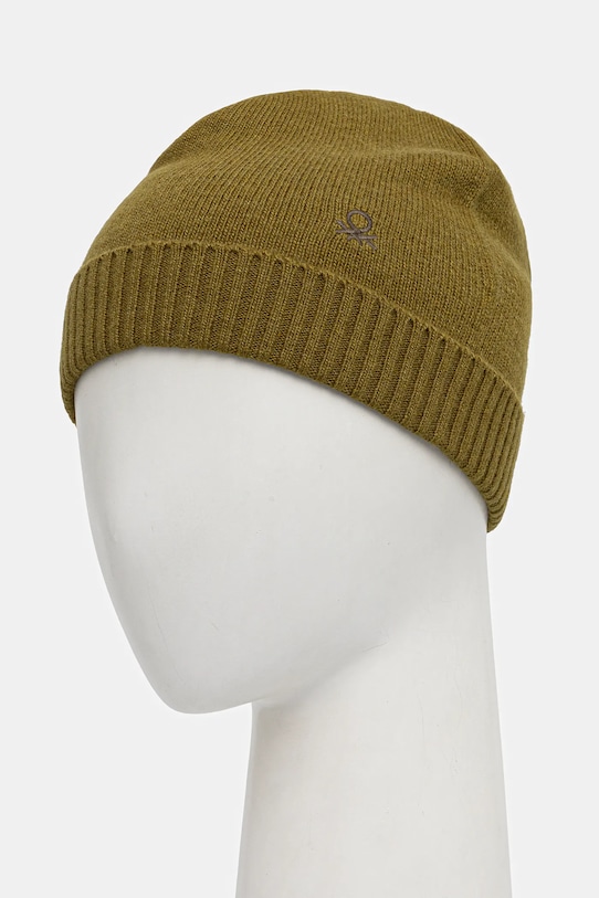 United Colors of Benetton czapka z dodatkiem wełny 122HDA013 zielony AW25