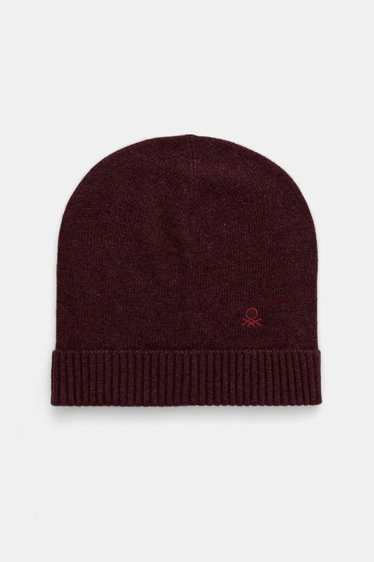 United Colors of Benetton czapka z dodatkiem wełny cienka bordowy 122HDA013