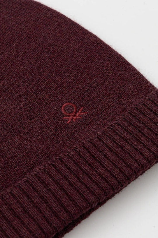 Akcesoria United Colors of Benetton czapka z dodatkiem wełny 122HDA013 bordowy