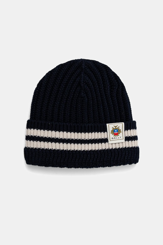 Bally czapka wełniana wełna granatowy WHA02D