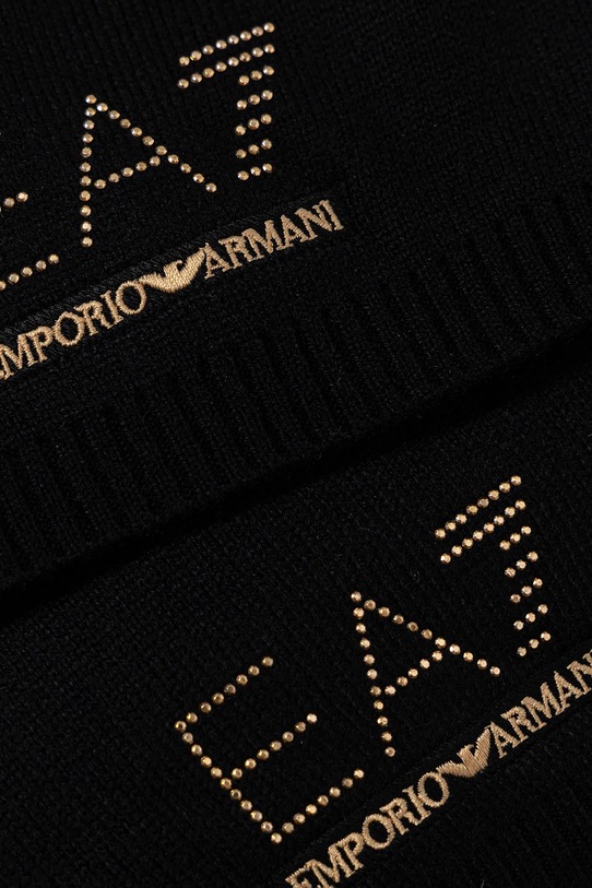 EA7 Emporio Armani căciulă si eșarfă din amestec de lână negru AF16843.7W000717
